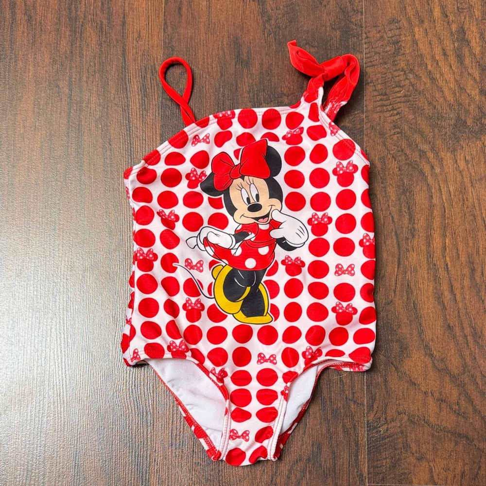 Disney Red and White Girls Swimwear with Minnie Print
